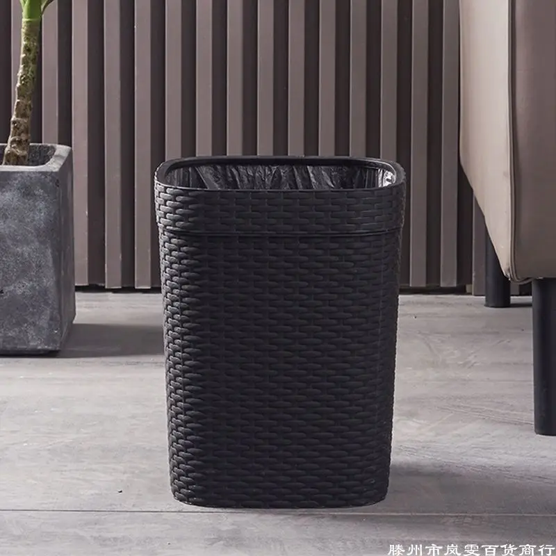 Cube-Trash-Can-Black-Bedroom-Built-in-Bathroom-Basket-Large-Trash-Can ...
