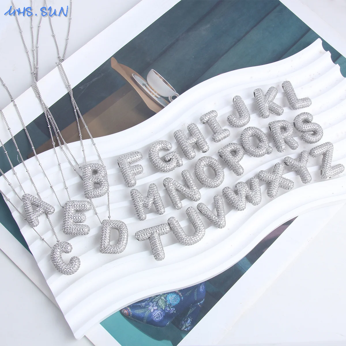 SUNSLL Chunky Alphabet Balloon Letter collane con ciondolo rame A-Z nome  personalizzato Bubble gioielli placcati in oro per donna uomo - AliExpress, image size:1200x1200