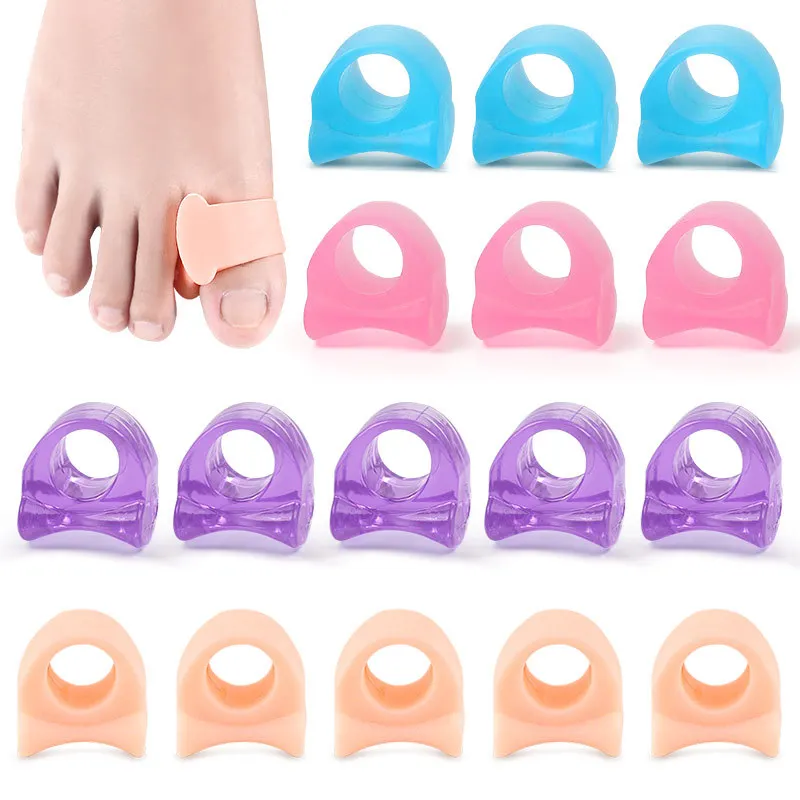 1PairsSiliconeSoftTailFingerRingToeSeparatorThumbCorrectorFootToeOverlapNursingPad