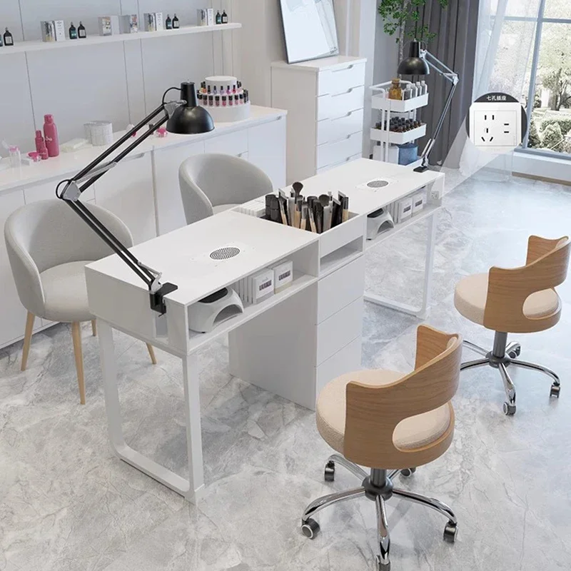 Modern Nailtech Desk Commercial Beauty Exquisite Receptionist Desk Manicure Vanity Mesas De Manicura Nail Bar Furniture CY50NT white manicure desk table modern beauty exquisite nail station table supplies receptionist tavolo unghie nail furniture cy50nt