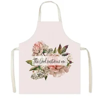 Christian Bible Verse He Will Sustain You Print Apron Flower Women Men Kitchen Work Clothes BBQ Home Cooking Cleaning Aprons 2