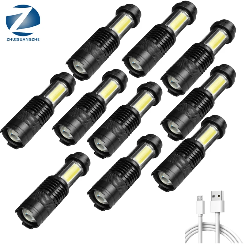 

XP-G Q5 COB LED Zoomable Waterproof Tactical Torch Lamp Bulbs Lantern for Camping Built in Battery USB Charging LED Flashlight