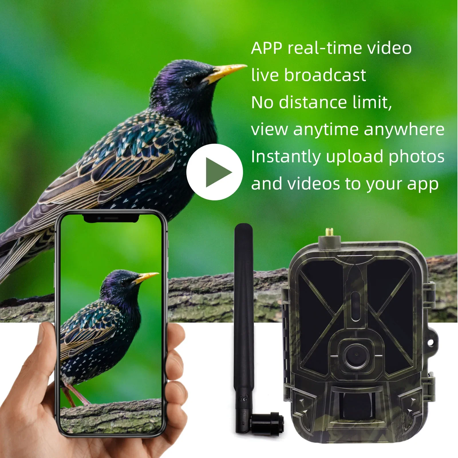 Night Vision Hunting Camera with App Control, 4G Tracking Cam, APP Control, Cloud Service, 8000mAh Li-Battery, 120 ° Detection, 4