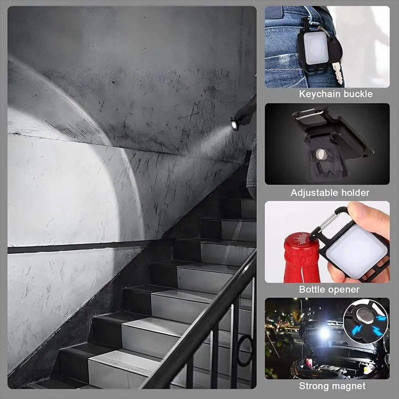 Description Picture 4 of itemNew Explosion COB Work Light Multi-functional Convenient Small Flashlight Keychain Emergency Rescue Camping Tent Night Lantern