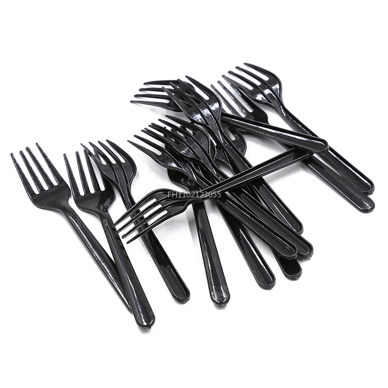 100Pc/pack Long Handle Fork Reusable Plastic Disposable Forks Party Picnic Pack Tableware Birthday Party Cake Fruit Dessert Fork
