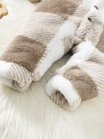 Baby Boys and Girls Plaid Romper Hooded Long Sleeved Plush Jumpsuit Winter Warm Bodysuit Clothes for Toddler Boy 3-24 Months 5