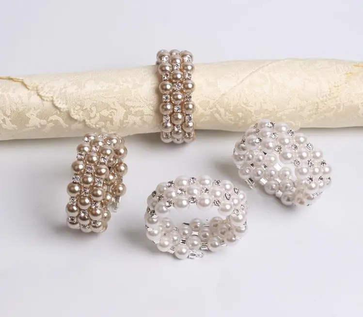 

Wedding Pearl Napkin Rings Napkins Holders For Dinners Party Hotel Weddings Table Decoration Supplies Napkin Buckle SN4111