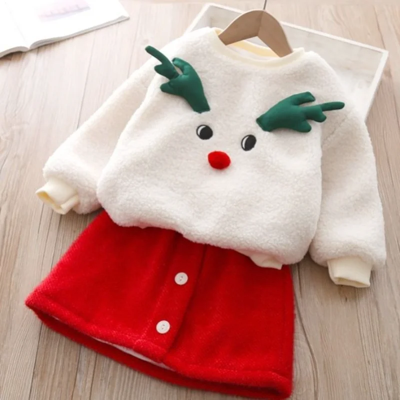 

Thickened Christmas Children's Set for Girls, Baby Christmas Clothing Performance Dressing-up Suit Girls Clothes 2 To 8 Years