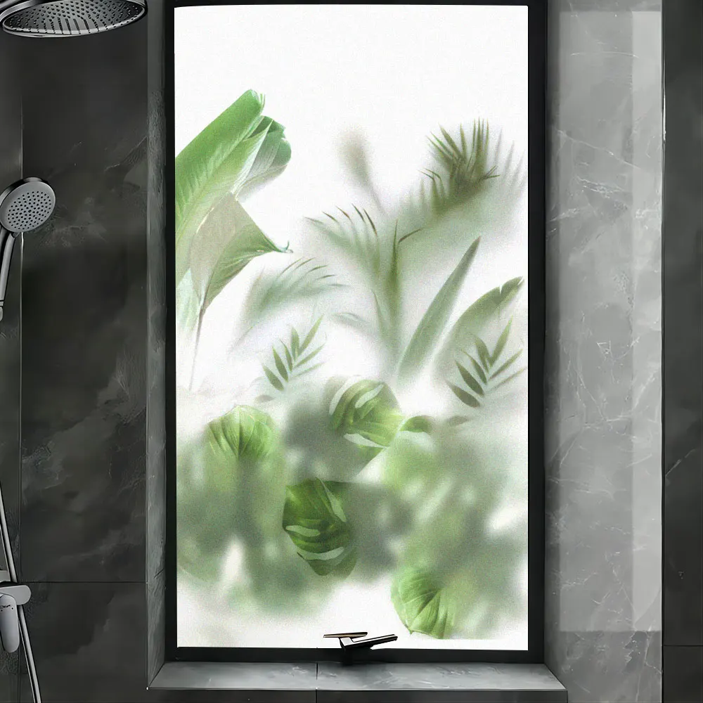 Window Privacy Film Hazy Plant Pattern Privacy Window Film PVC Glass Door Decorative Frosted Anti UV No Glue Static Cling Glass Window Sticker window film,window privacy film,window sticker