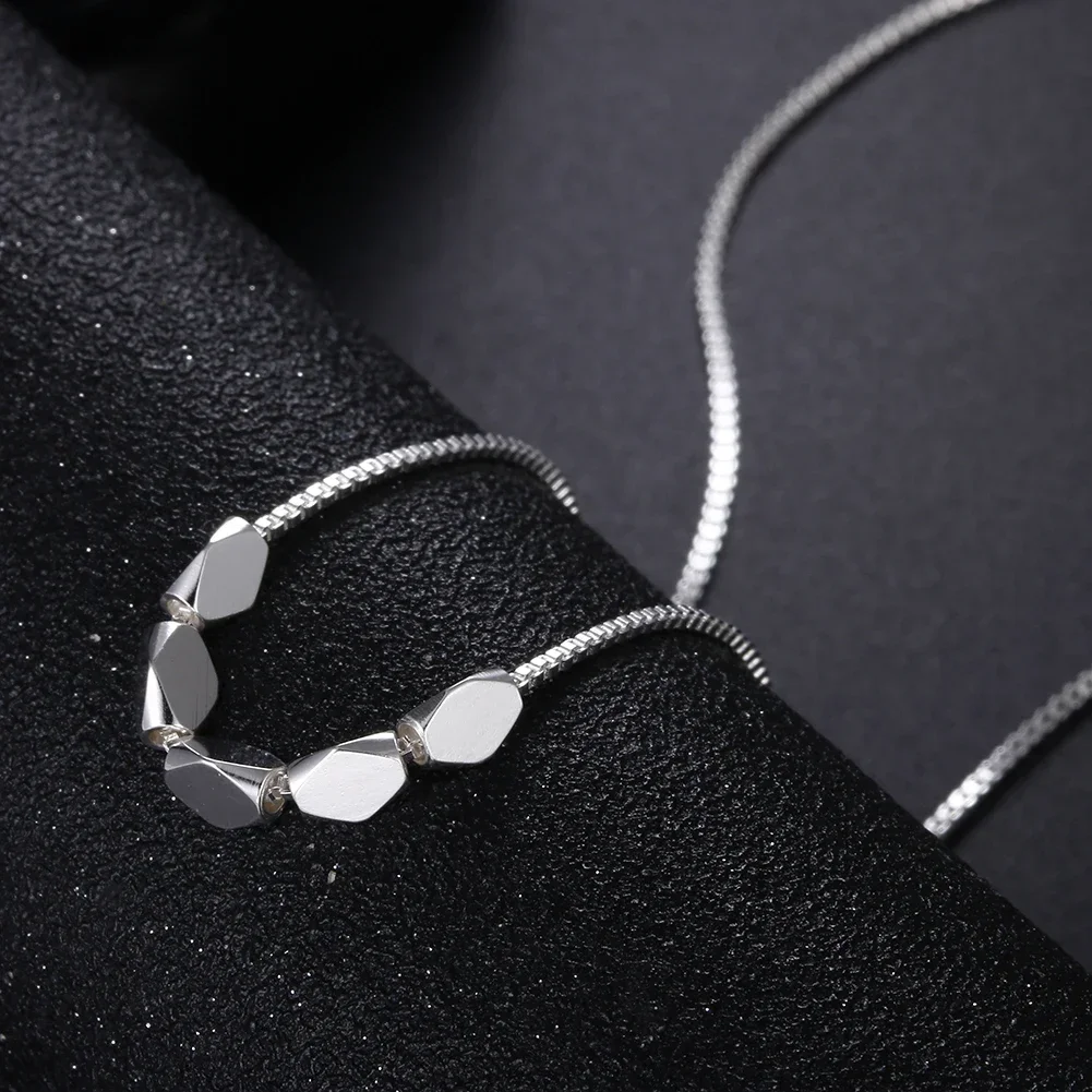 

New 925 Sterling Silver Necklace Box chain Simple geometry Pendant For Women Fashion luxury Jewelry Christmas Gifts party