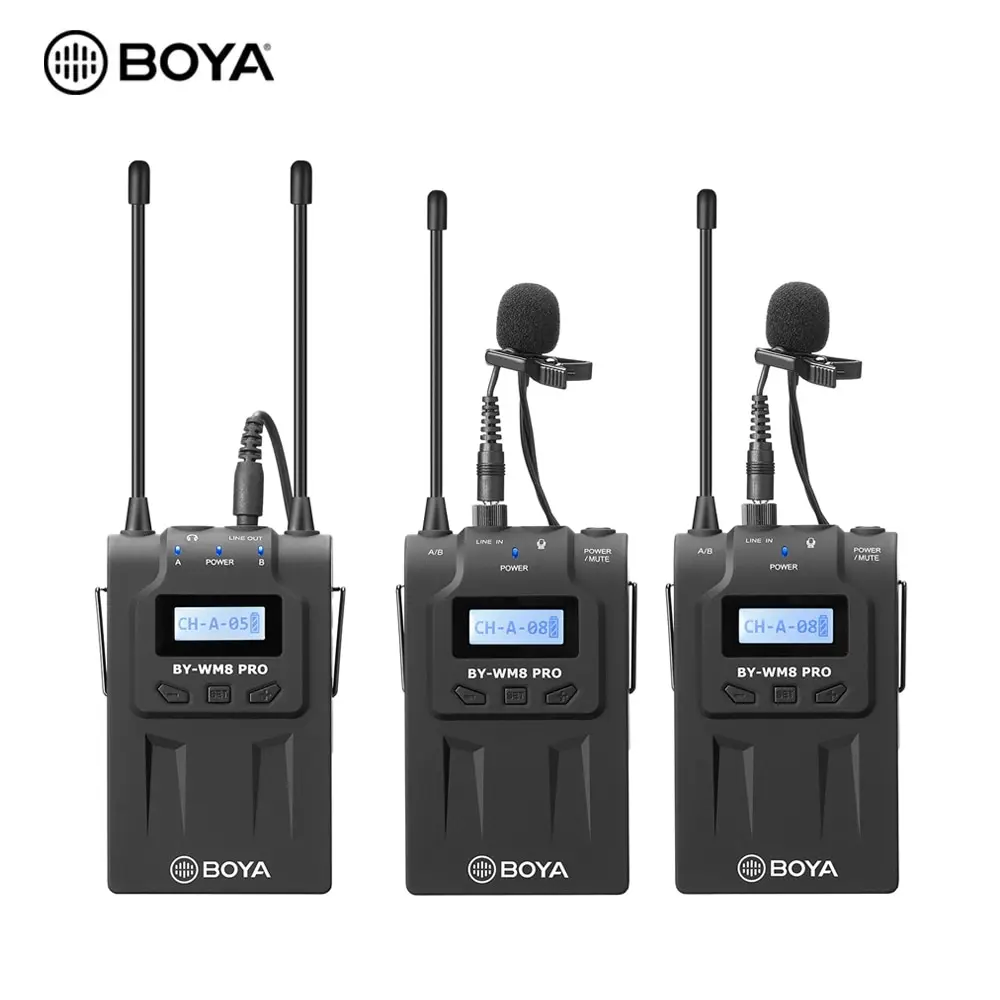 

BOYA BY-WM8 Pro K1 K2 BY-WM4 Pro Microphone UHF Dual Wireless Condensador Microfone Interview Mic for iPhone DSLR Video Camera