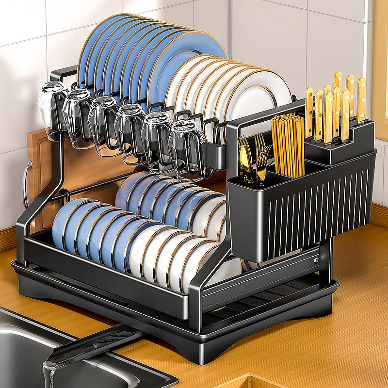

2024 New Kitchen Shelf Dish Storage Rack Household Tableware Storage Box Multi-Layer Cupboard Dish Rack Drain Rack