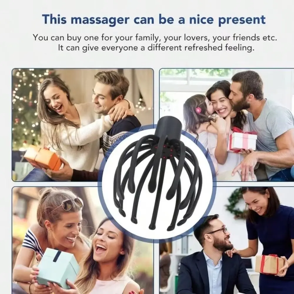 3 Gears Electric Head Massager Multi-touch Type-C Head Scratcher High Frequency Vibration Scalp Massager for Relief Head Fatigue