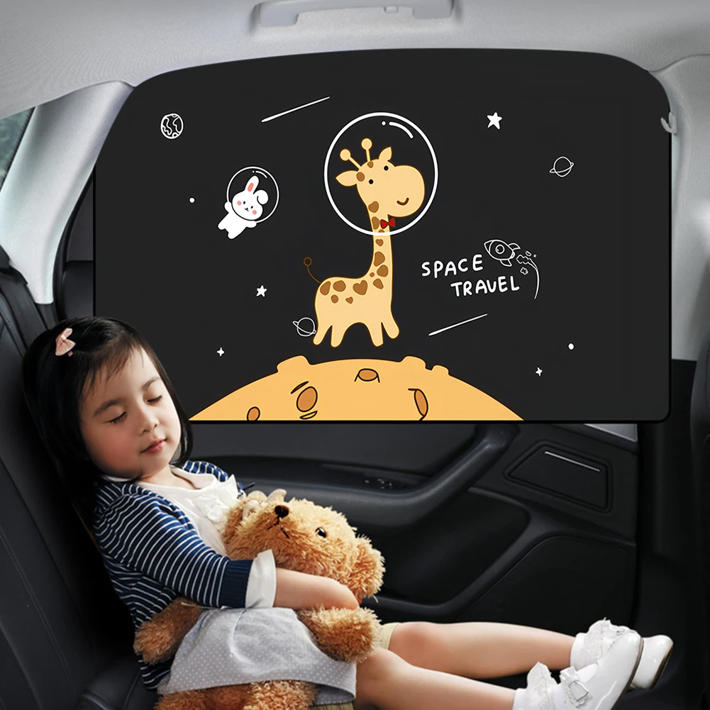 Cartoon Side Window Sunshade Cute Giraffe Magnetic Auto Sunscreen Curtain UV Protection Magnet Paraso Car Window Curtain For Kid