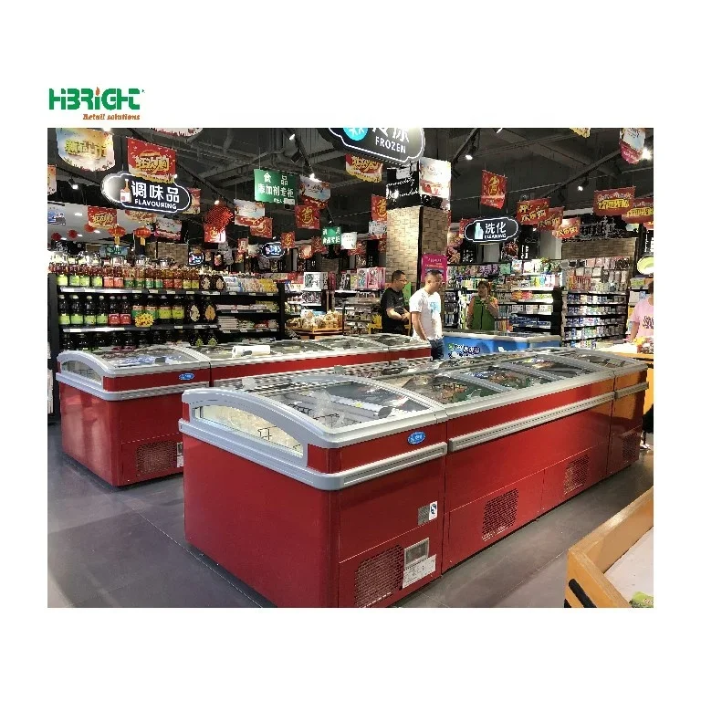 Customized Color Convenience Store Commercial Fridge Supermarket Island Freezer
