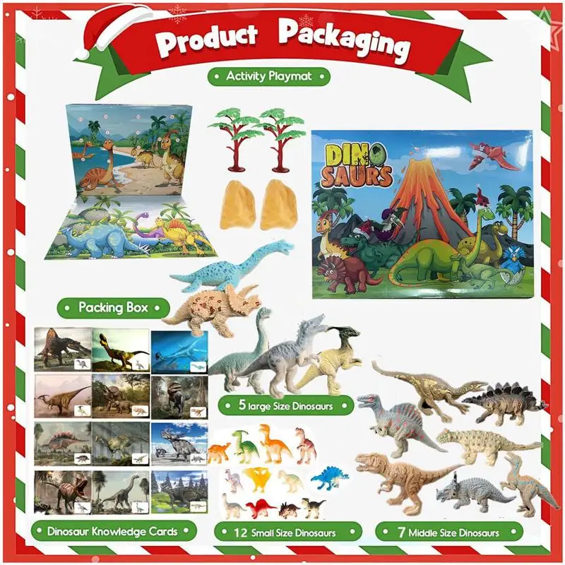 Calendario De Adviento De Dinosaurios 2024 - Con 24 Adornos Acrílicos Y Llaveros, Cuenta Atrás Para Navidad, Ideal Para Niños