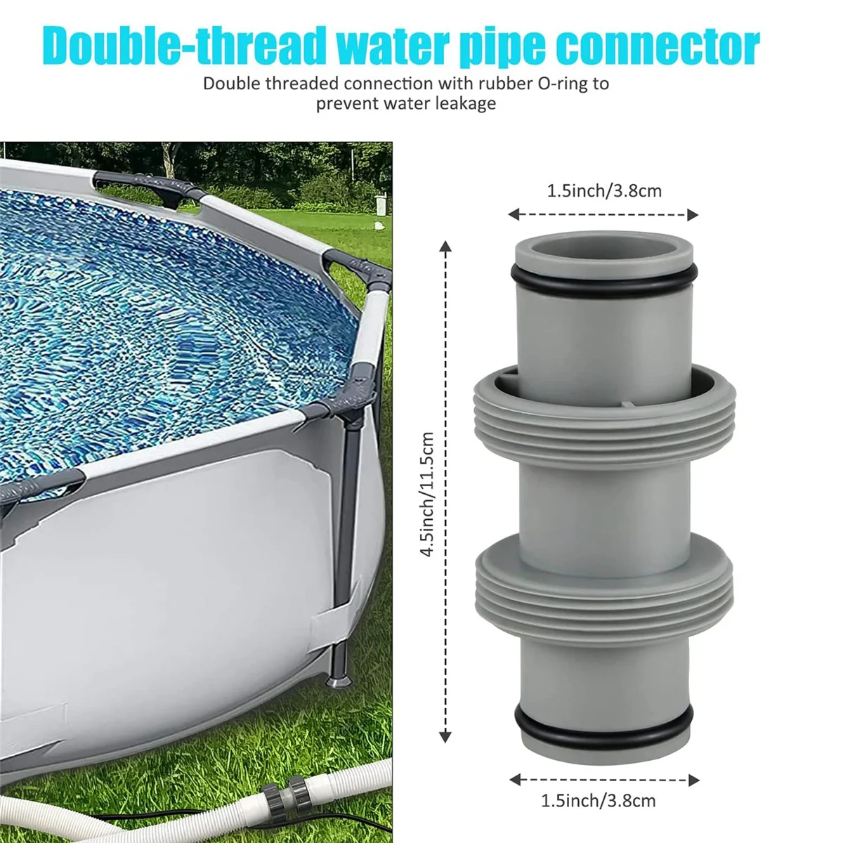 

2PCS Pool Filter Pump Hose Connector, Pool Hose Connector 1.5' to 1.5',for Pool Hose Adapter and Filter Pumps