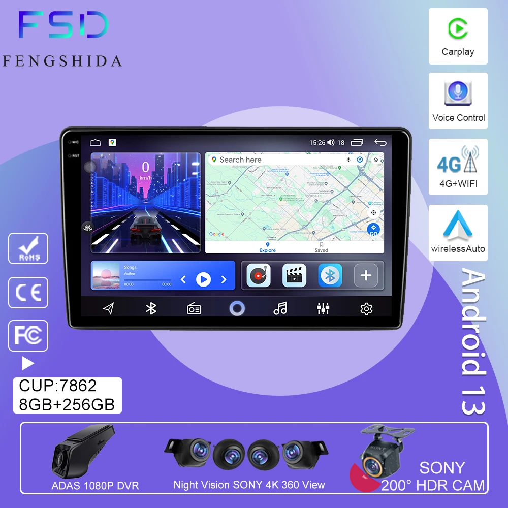 

Автомобильный радиоприемник Android 13 для Toyota Etios 2011-2021, Беспроводной мультимедийный видеоплеер для Carplay, навигация GPS QLED, 5G WIFI No 2 Din