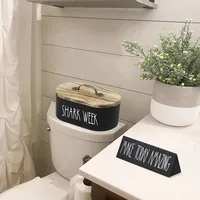 Wooden Storage Box Oval Bathroom Tissue Organizer Solid Wood Desktop Storage Container with Lid for Home Organization 1