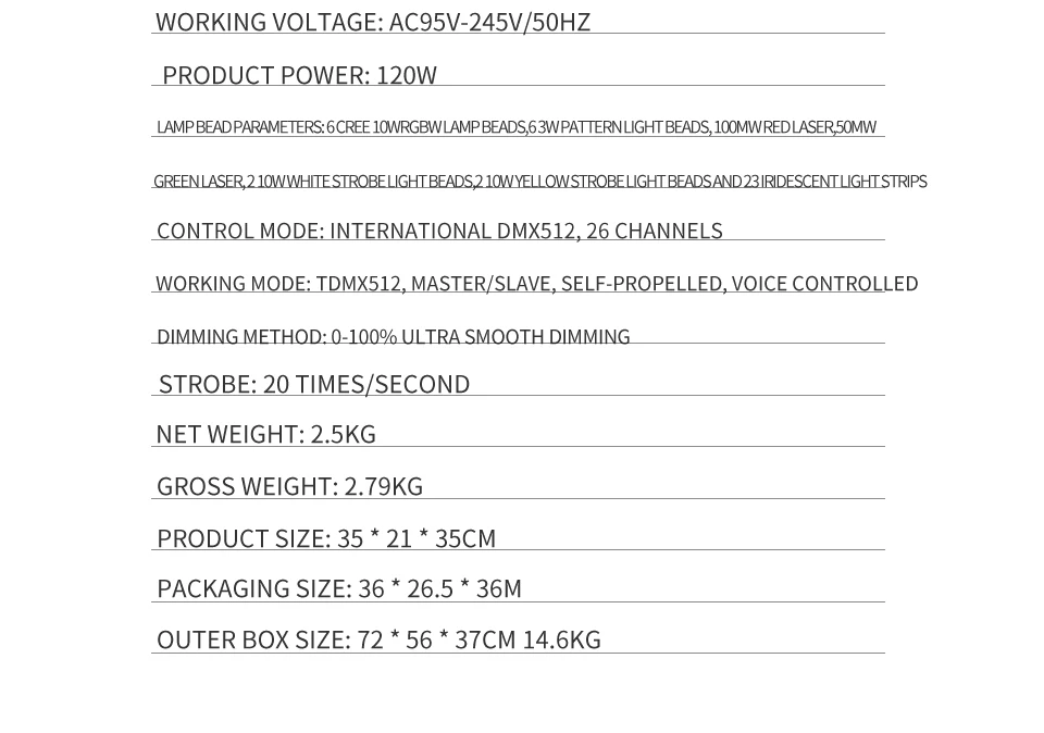 Remote 6 Arm Pattern Moving Head Light RGBW 120W Mini 6 Head Strobe Effect Stage