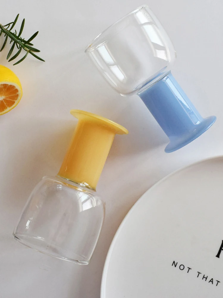Cute Glass Mug Transparent GLass Cups Cocktail Brandy Wine Glass Domestic Coffee Milk Juice Glasses
