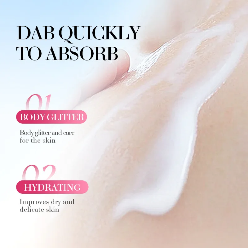 SADOER Sakura Fragrance Body Lotion Moisturizing Hydrating Whitening Body Glitter Cream Neck Hand Arm Leg Skin Care Products