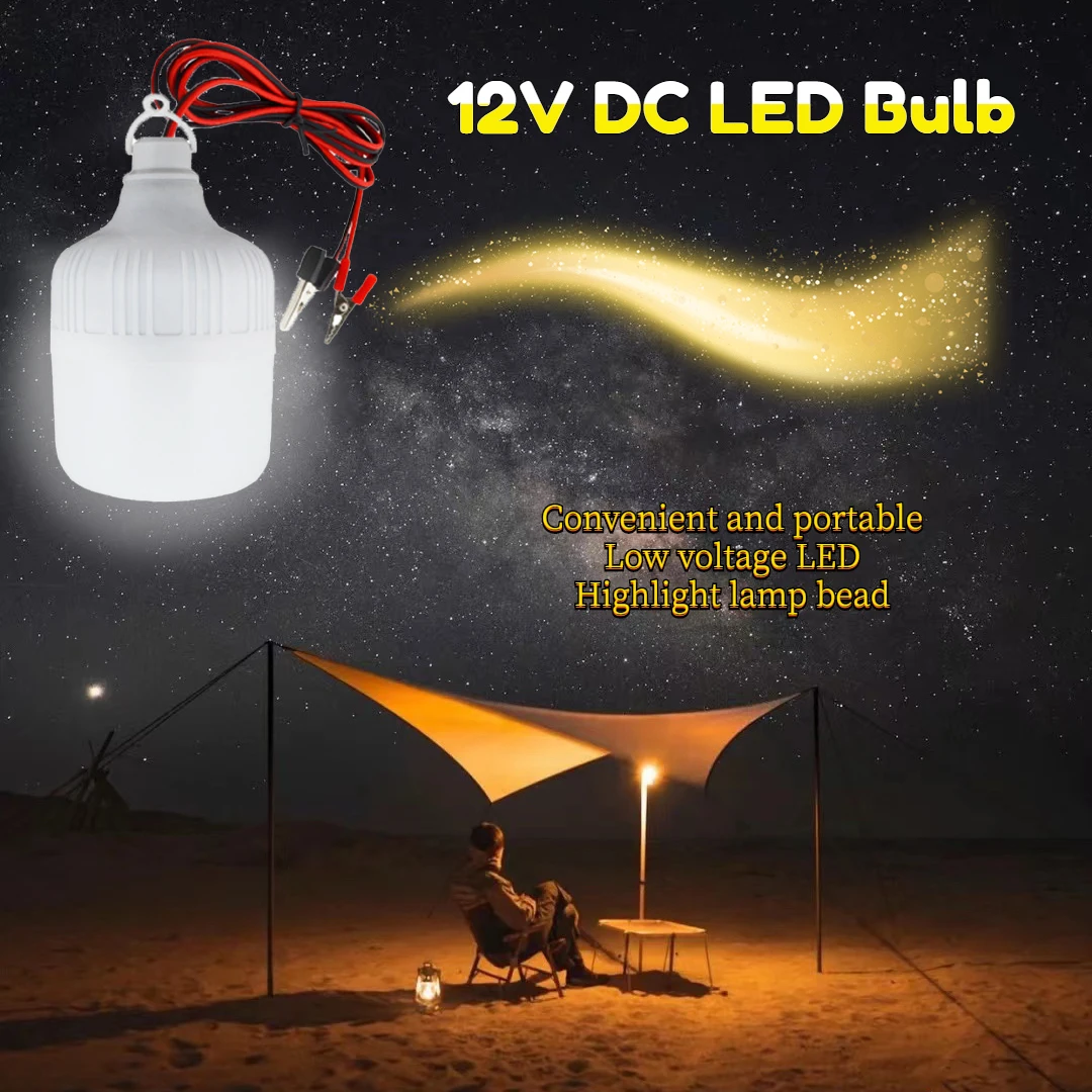 

12V Low-voltage Alligator Clip Bulb Led Outdoor Emergency Portable High Light Bulb 5W/10W/15W/20W Night Market Mobile Stall Bulb