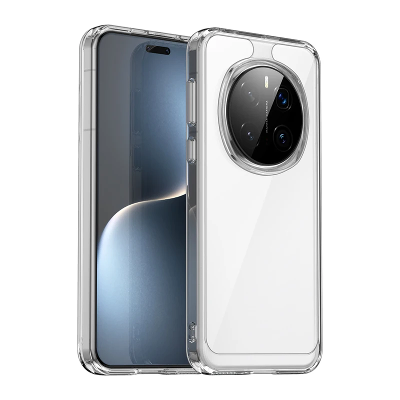 Clear Hard Back + Soft TPU Bumper Case with Camera Lens Protection - Transparent Cover