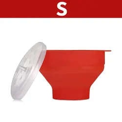 Silicone Collapsible Popcorn Maker Bowl with Lid - BPA Free & Dishwasher Safe (S-Red)
