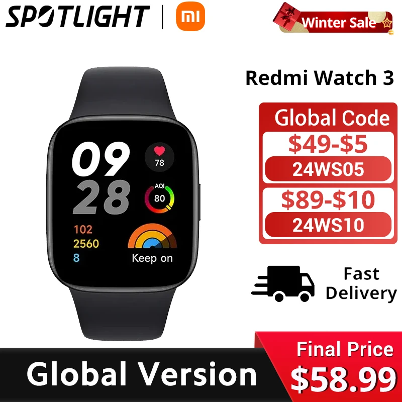 

[World Premiere] Redmi Watch 3 With Alexa Smart Watch 1.75" AMOLED 12 days of Battery Life 5ATM Waterproof Bluetooth Voice Calls