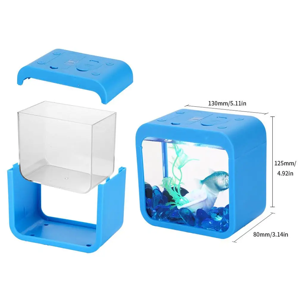 Fish Aquarium Fish Breeding Box Creative Aquarium LED Decor Mini Aquarium Betta Fish Transparent Tank Plastic Fishbowl Desktop Accessories