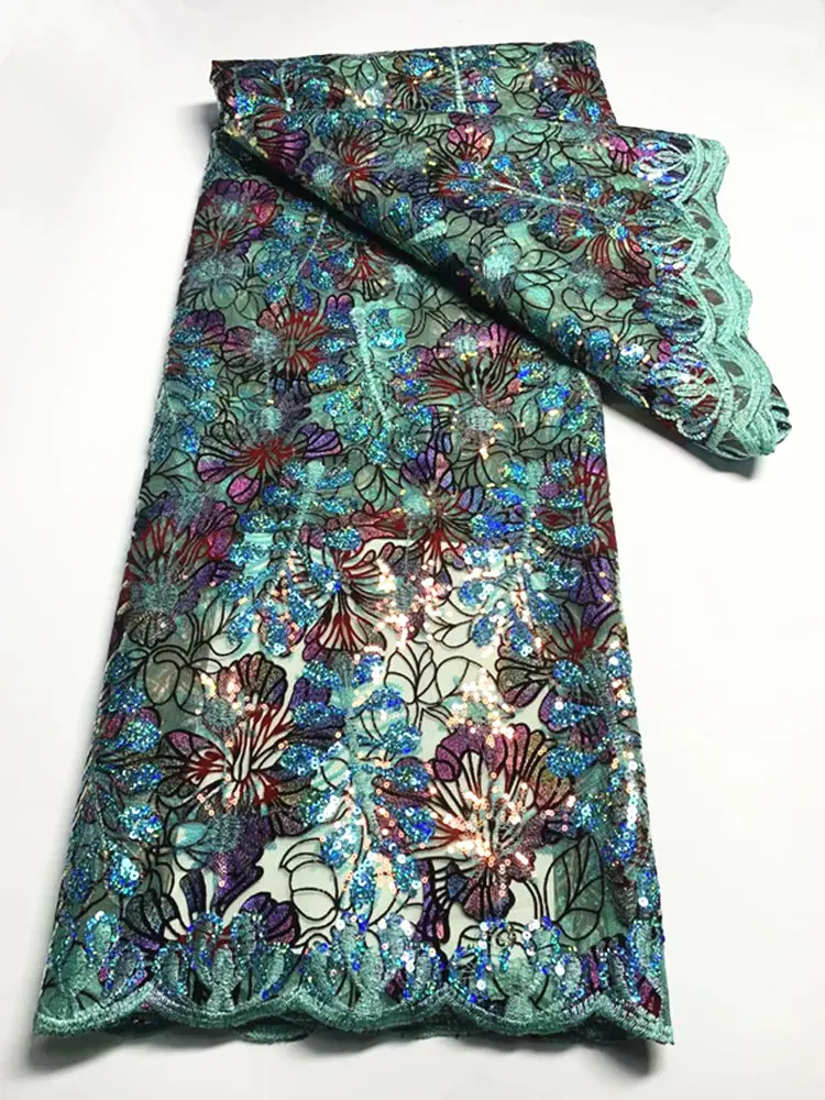 

LTSN03 Top selling African net lace fabric with sequins,high quality embroidered French tulle lace for party/wedding dress