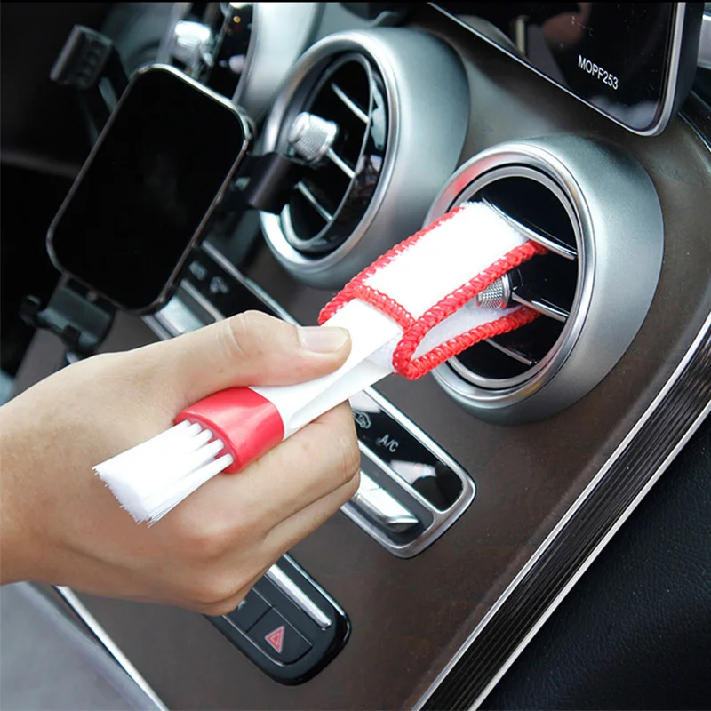 

Car Air Vent Brush Double Head Brushes Conditioner Grille Duster Wipes Auto Detailing Cleaner Car Interior Accessories
