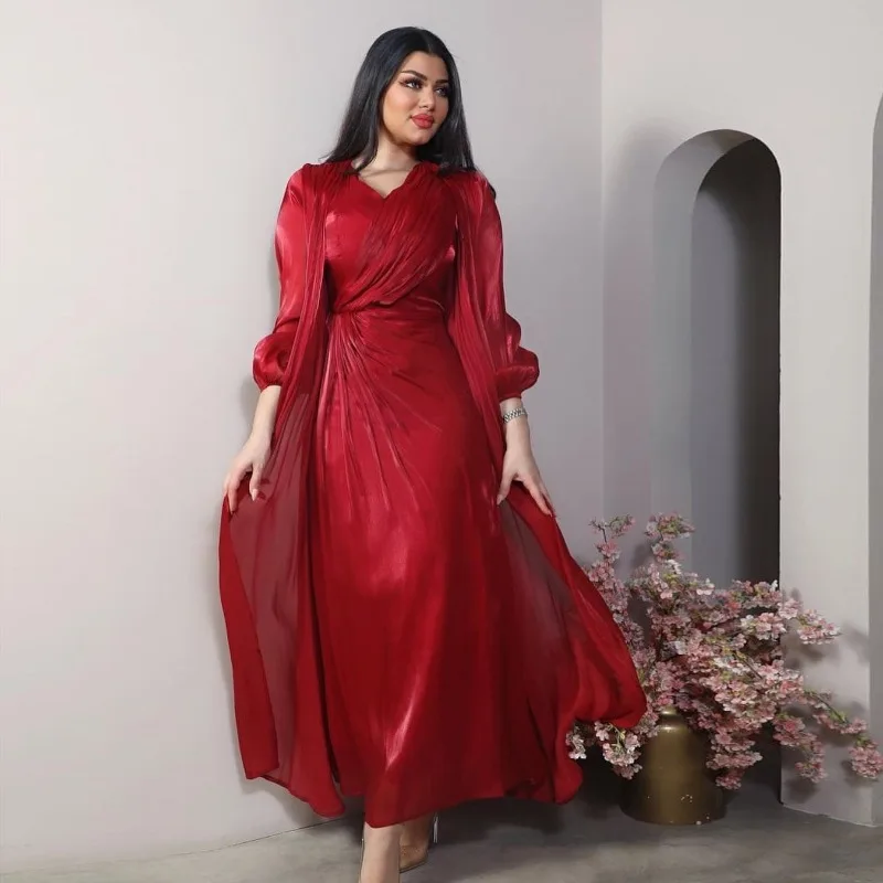Islam Abaya Dresst Bright Silk Abayas for Women Fashion Soft Two Piece Dress for Middle East Dubai Türkiye