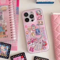 Cartoon Pink Smart Girl Phone Case - Trendy Minimalist Design - iPhone 15 Plus (A)