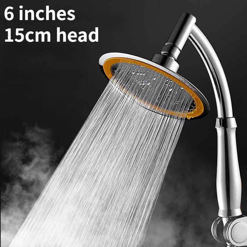 Pommeau de douche haute pression réglable, grand pulvérisateur de pluie  rond, accessoires à main, 360, 6