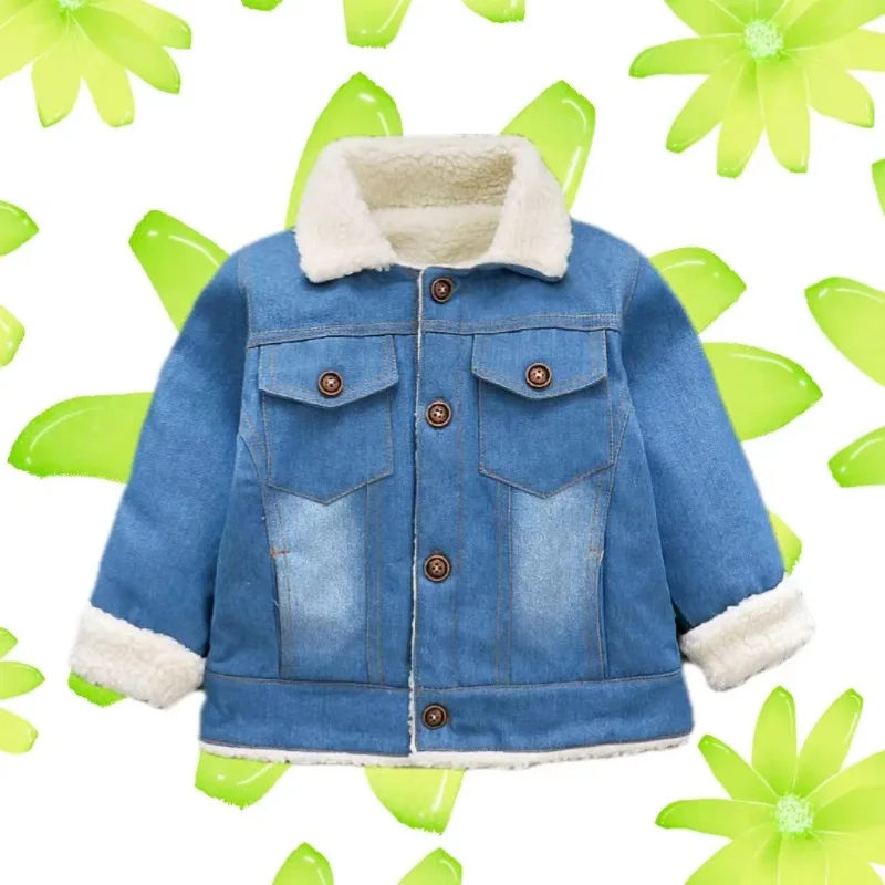 

Baby Clothes Baby Autumn Clothes Children's Denim Jacket with Plush and Thickened Autumn and Winter Clothing Winter Baby Clothes