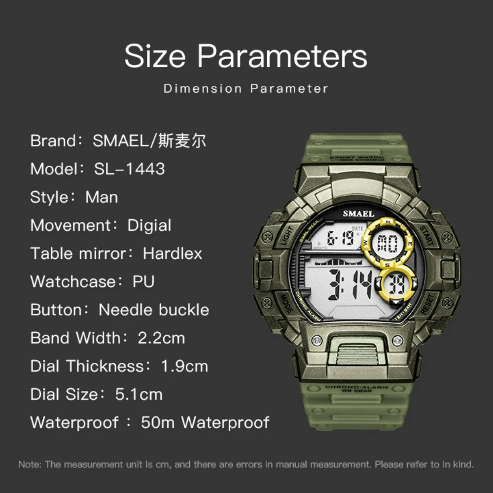 2024 New Men's Fashion Outdoor Waterproof Glow-in-the-dark Digital Watch Student Electronic Watch Military Multifunctional Watch