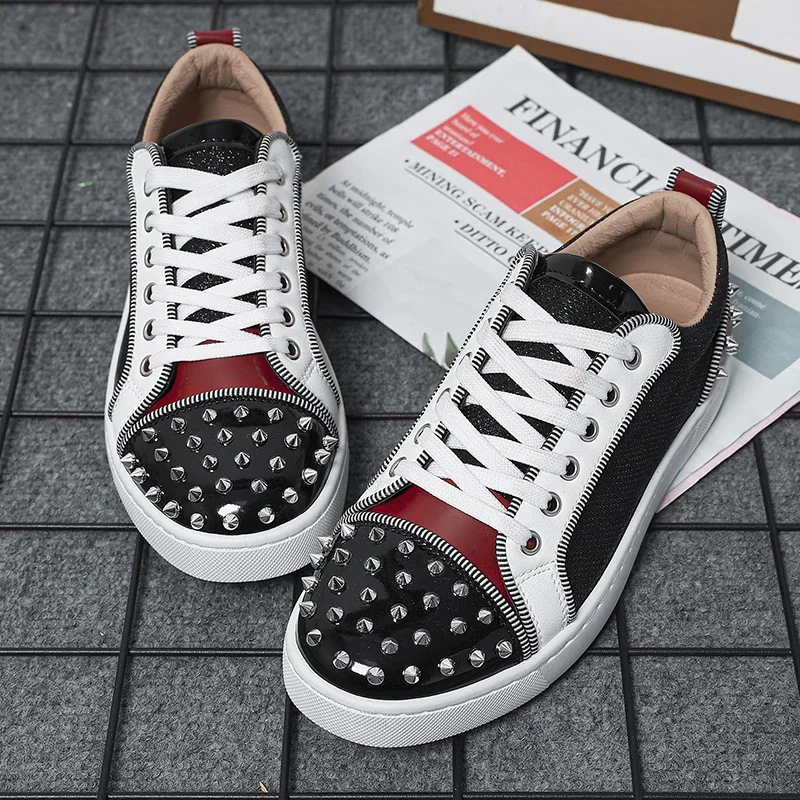 2025 New Men's Casual Shoes Comfortable Soft Punk Style Board Shoes Fashion Nail Anti Slip Wear Resistant Personalized Sneakers 2