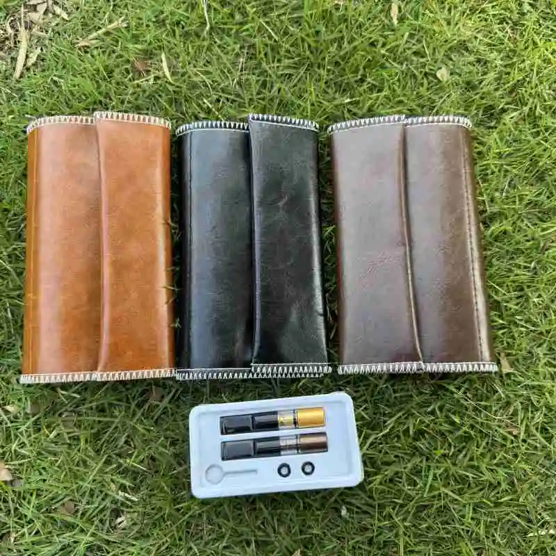 Premium PU Leather Tobacco Pouch & Smoking Accessories Organizer with Filter Tips