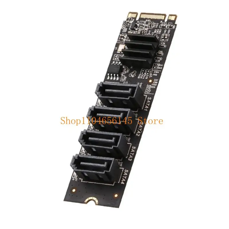 652F M.2 4 포트 Sata3.0 확장 카드 금속 구조(방열판 포함) HDD 및 SSD용 Nvme PCIE 입력