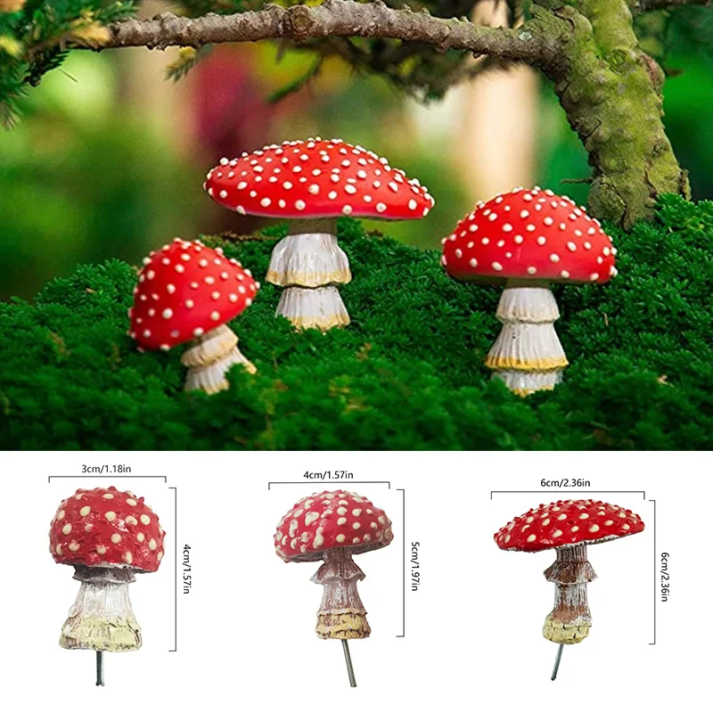 KONTONTY Mini Funghi in Resina Per Paesaggio Micro Statuette Da Bonsai Decorazioni Da Giardino Ornamenti Per Acquario Forme Realistiche Per Casa E Cortile