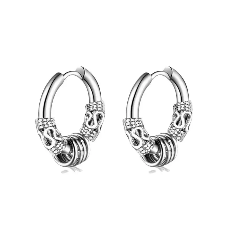 

Punk Vintage Filigree Hoop Earring Mens Small Stainless Steel Earrings Anti Allergic Jewelry Exquisite Gift