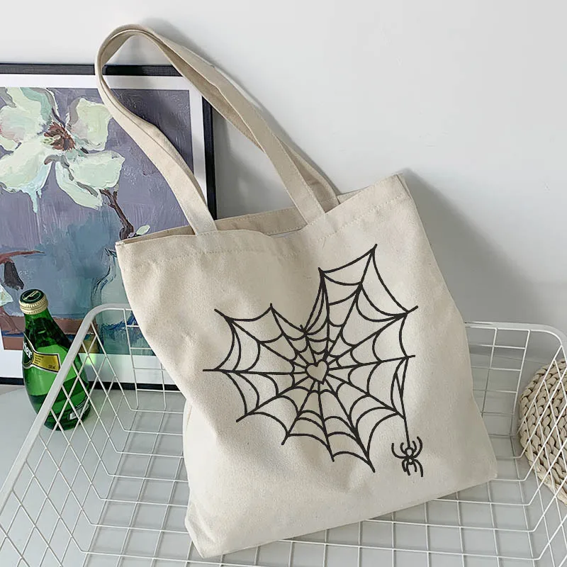 

Dark Harajuku Canvas Bag Shoulder Bag Fun Casual Cartoon Print Gothic Female Bag Large Capacity Ulzzang Cute Women Shopping Bags