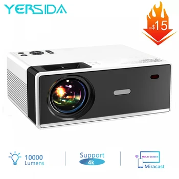 YERSIDA LED 홈 시네마 비머 프로젝터, 안드로이드 아이폰 4K 용, 스마트 TV, 1080P 와이파이 프로젝터, 네이티브 10000 루멘, P3