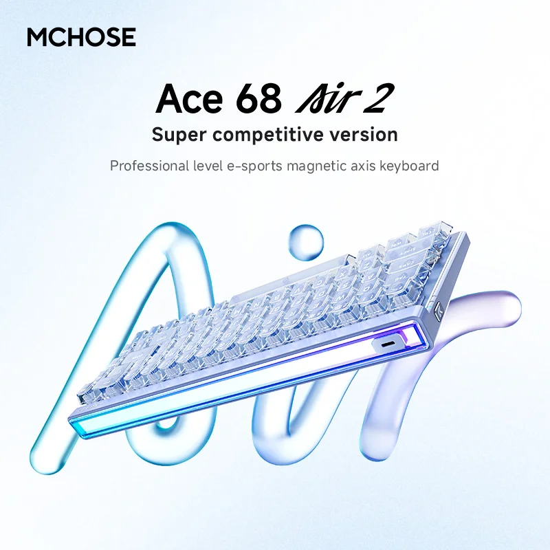 MCHOSE Ace68 Air 2 마그네틱 기계식 키보드 투명 키캡 8K+256K 0.08ms 낮은 지연율 E-스포츠 RGB 게이밍 키보드