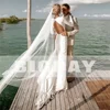 Elegant Mermaid Wedding Dresses Long Sleeve O-Neck Open Back Simple Button Satin Bridal Gown Train Vestidos De Noiva Customized 2
