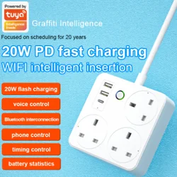 WiFi-Enabled Smart Power Strip with 4 Outlets and 4 USB Ports - UK Power Monitoring