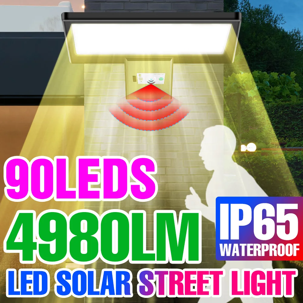 LED Solar Lamp Outdoor Decoration Garden Lights IP65 PIR Motion Sensor Waterproof Street Lights Sunlight Rechargeable Solar Lamp