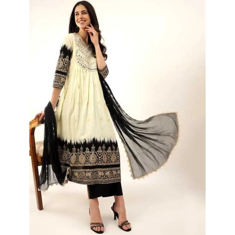 

Indian Women Salwar Kameez Readymade Embroidery Work Kurta Pant Sets Stitched